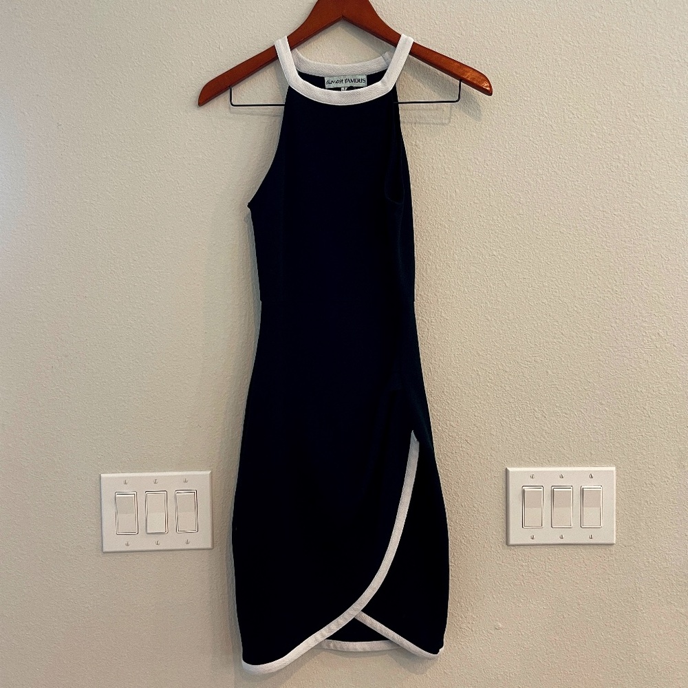 Black dress with white trim, Small, Almost Famous